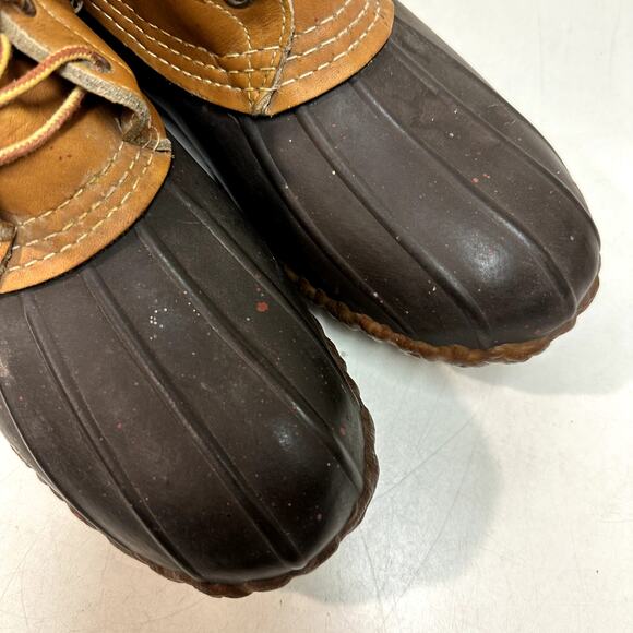 VERY GOOD L. L. Bean Men's 8" Bean Boots VINTAGE Leather Tan / Brown 8 Wide EE - Picture 9 of 15